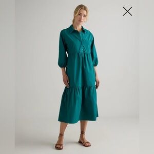 Quince 100% Organic Cotton Poplin Midi Tunic Garden Green Dress size XL